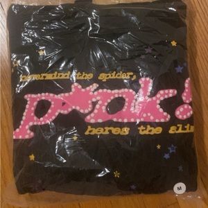 Sp5der PINK Hoodie Black